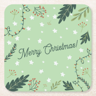 Christmas New Year dinner sage green coaster