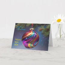 Christmas New Year Folded Greeting Card