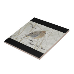 Christmas & New Year Greeting - Mourning Dove Ceramic Tile