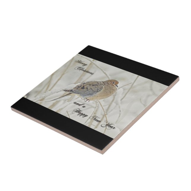 Christmas & New Year Greeting - Mourning Dove Ceramic Tile (Side)