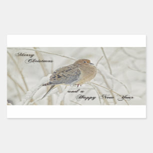 Christmas & New Year Greeting - Mourning Dove Rectangular Sticker