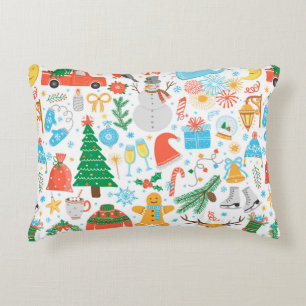 Christmas, New Year icon set. Winter holidays Vint Decorative Cushion