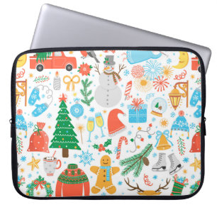Christmas, New Year icon set. Winter holidays Vint Laptop Sleeve