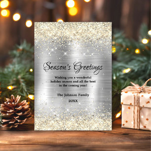 Christmas new year metallic silver gold glitter  card