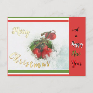 Christmas & New Year Red Berries Cust. Postcard