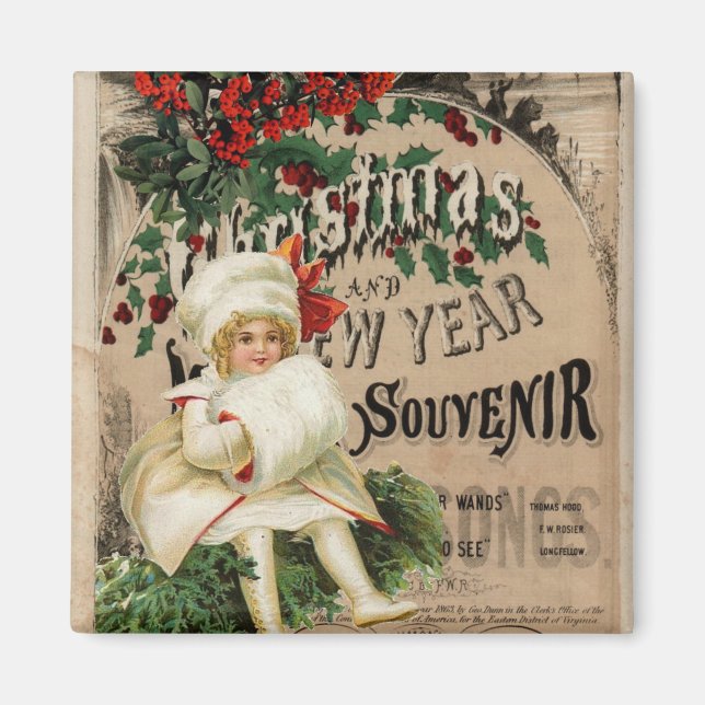 Christmas New Year Souvenir Ephemera Poster Magnet (Front)