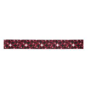 Christmas New Year Stars Black White Red Backgrnd Satin Ribbon
