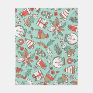 Christmas New Year: Vintage Hand Drawn Fleece Blanket