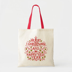 Christmas New Year Vintage Typography Tote Bag