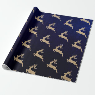 Christmas New Year Vip  Cardboard Deer Blue Navy Wrapping Paper