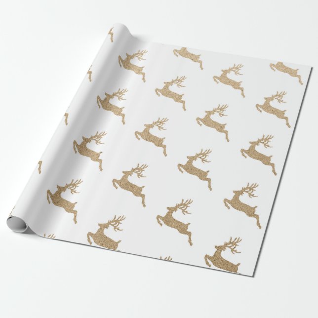 Christmas New Year Vip Deer White Cardboard Wrapping Paper (Unrolled)