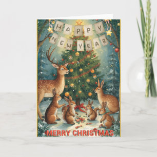 Christmas New Year Woodland Greeting Card