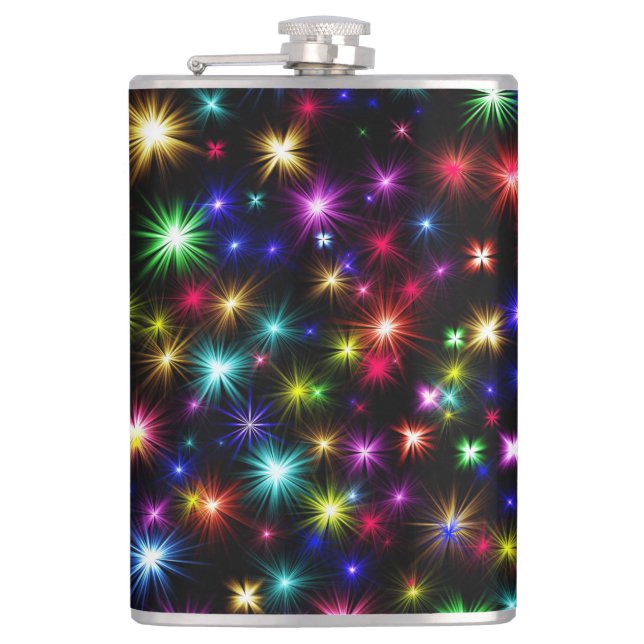 Christmas, New Year's Day Colourful Lights-27317 Hip Flask (Front)