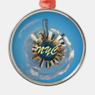 Christmas New York City Metal Ornament