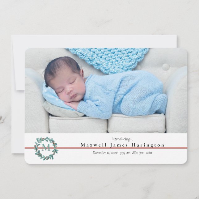 Christmas Newborn Photo Birth Announcement (Front)