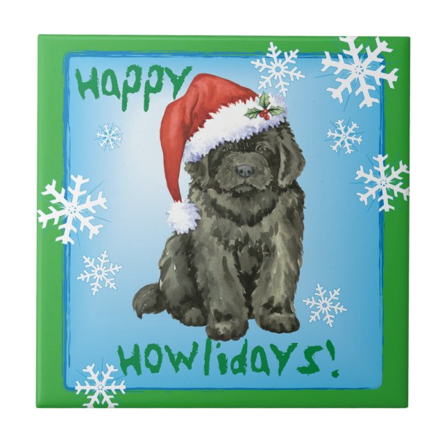 Christmas Newfoundland Ceramic Tile (Front)
