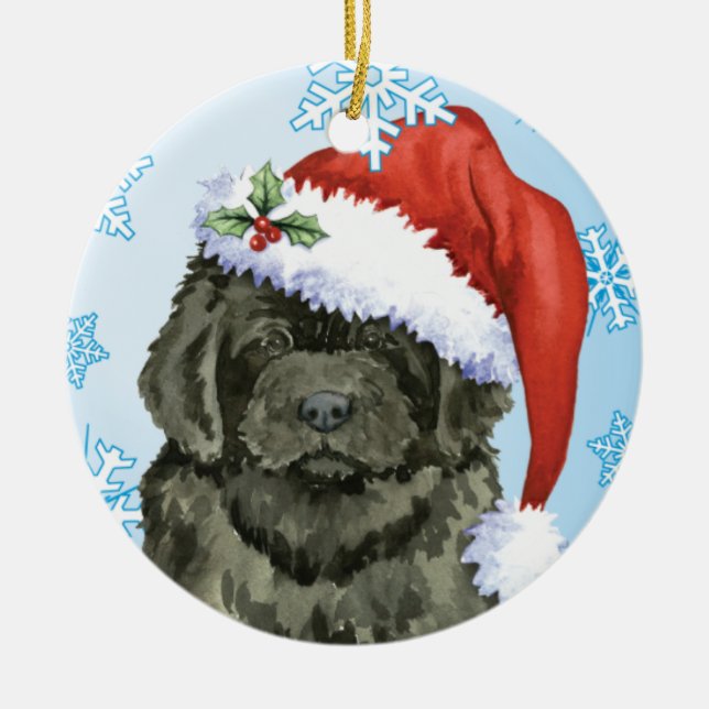 Christmas Newfoundland Ceramic Tree Decoration (Front)