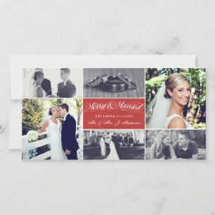 Christmas Newly Weds Merry & Married Photo Collage Holiday Card