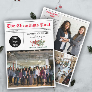 Christmas Newsletter Newspaper Business Corporate Holiday Card