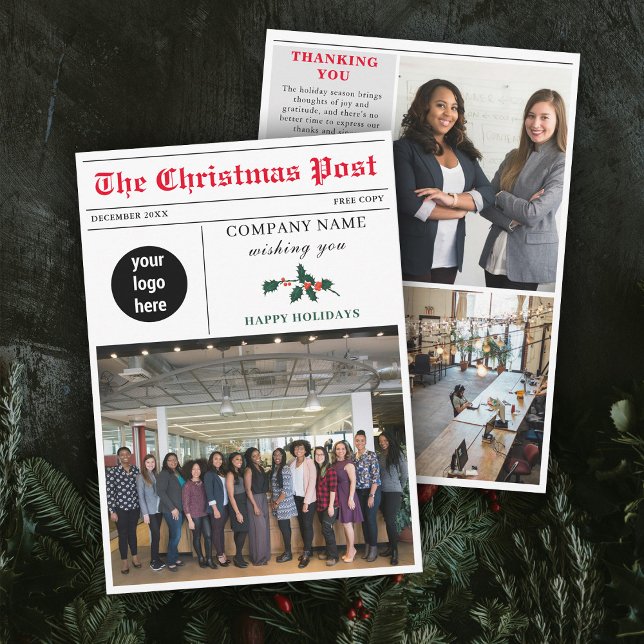 Christmas Newsletter Newspaper Business Corporate  Holiday Card (Christmas Newsletter Newspaper Business Corporate Holiday Card)
