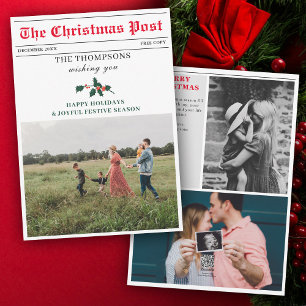 Christmas Newsletter Newspaper Family Photo Unique Holiday Card