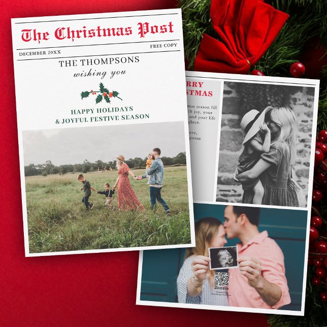 Christmas Newsletter Newspaper Family Photo Unique Holiday Card (Christmas Newsletter Newspaper Family Photo Unique Holiday Card)