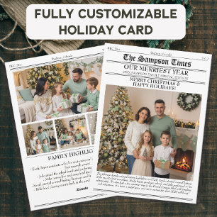Christmas Newspaper Photo Family Newsletter Holiday Card