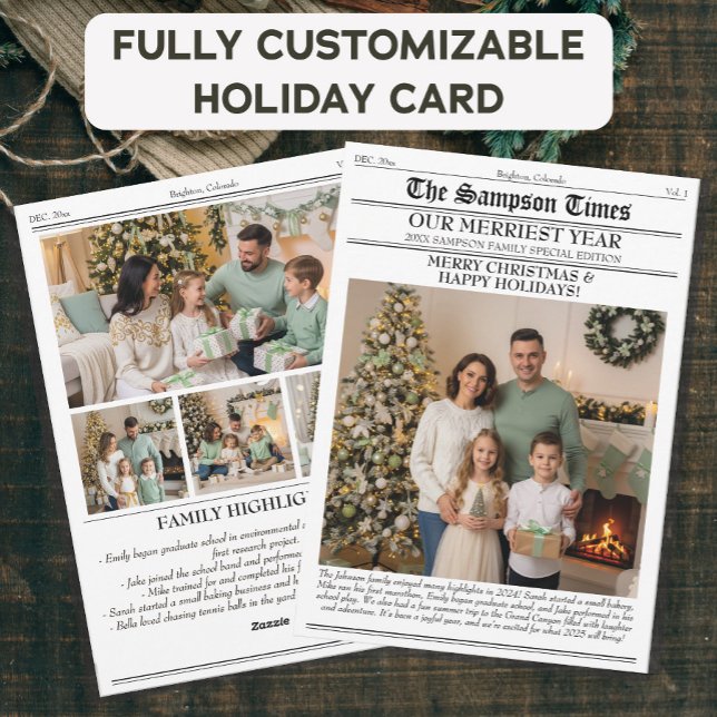Christmas Newspaper Photo Family Newsletter Holiday Card (Creator Uploaded)