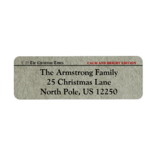 Christmas Newspaper Return Address Label