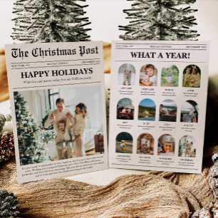 Christmas Newspaper Year in Review Family Photo Holiday Card