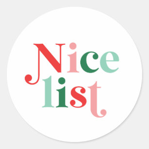 christmas nice list boho colourful modern font classic round sticker