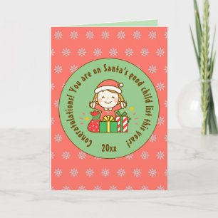 Christmas Nice List Kids Gift From Santa Clause Card