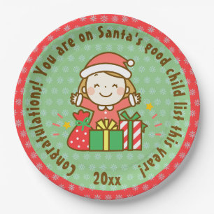 Christmas Nice List Kids Gift From Santa Clause Paper Plate
