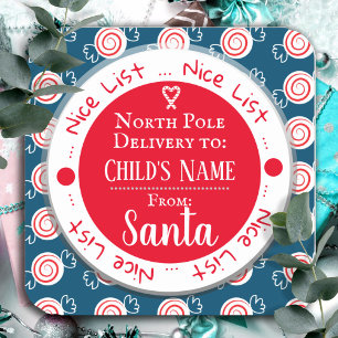 Christmas Nice List North Pole Custom Name Square Sticker
