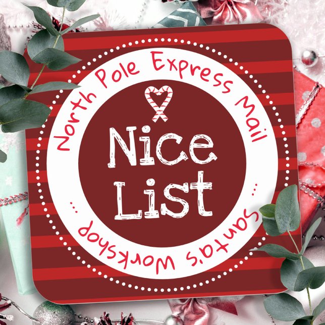 Christmas Nice List North Pole Mail  Square Sticke Sticker (Creator Uploaded)