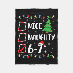 Christmas Nice Naughty 67 Brainrot Funny 6-7 Meme Fleece Blanket