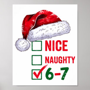 Christmas Nice Naughty 67 Brainrot Funny 6-7 Meme  Poster