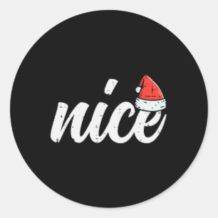 Christmas Nice Naughty Couple Funny Xmas Matching Classic Round Sticker