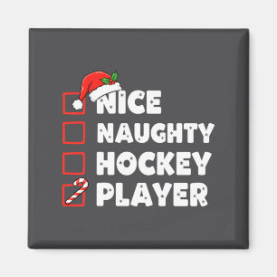 Christmas Nice Naughty Hockey Player List Santa Ch Magnet