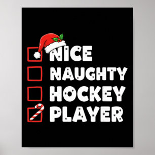 Christmas Nice Naughty Hockey Player List Santa Ch Poster