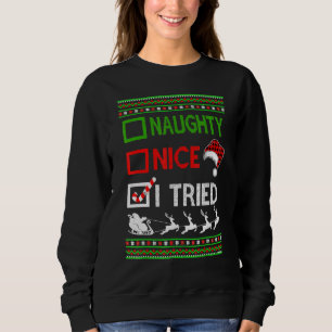 Christmas Nice Naughty I Tried Ugly Sweater Santa 