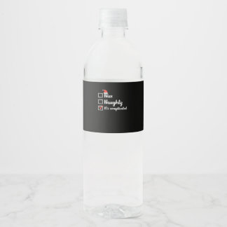 Christmas Nice Naughty Its Complicated  Water Bottle Label