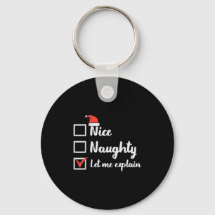 Christmas Nice Naughty Let Me Explain Funny Xmas M Key Ring