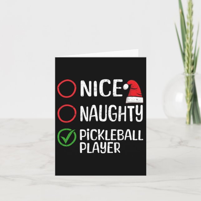 Christmas Nice Naughty Pickleball Player Xmas List Card (Front)