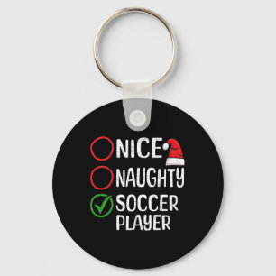 Christmas Nice Naughty Soccer Player Christmas Lis Key Ring