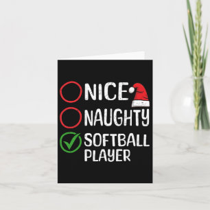 Christmas Nice Naughty Softball Player Christmas L Card