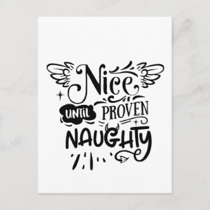 Christmas Nice Until Proven Naughty Funny Santa Announcement Postcard