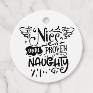 Christmas Nice Until Proven Naughty Funny Santa Favour Tags