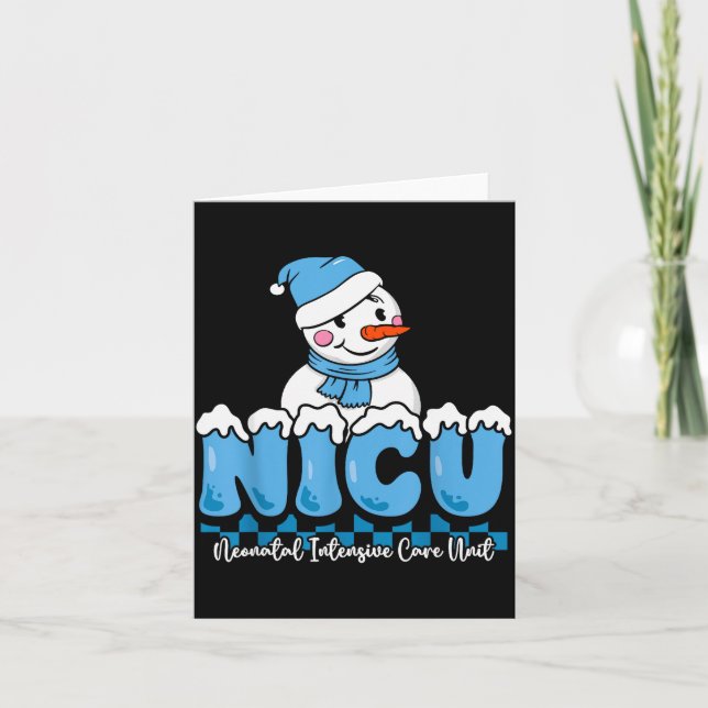 Christmas Nicu Snowman Neonatal Icu Nurse Squad Nu Card (Front)