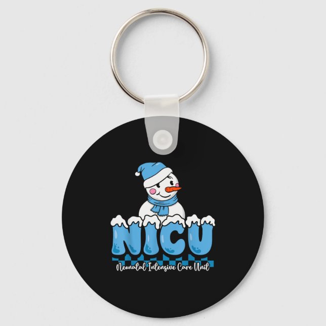 Christmas Nicu Snowman Neonatal Icu Nurse Squad Nu Key Ring (Front)